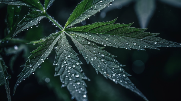 cannabis fan leaves with visible trichomes