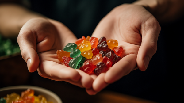 cannabis infused gummies on hand palms