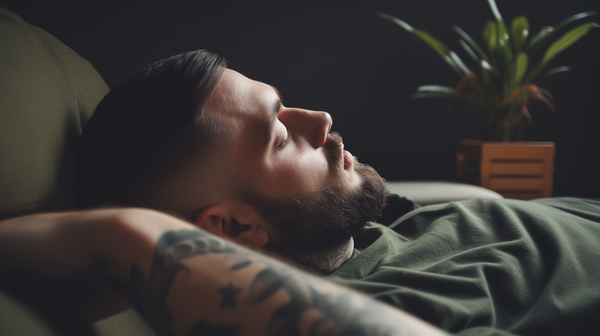 PTSD patient laid down on a couch