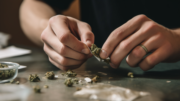 a man rolling a joint