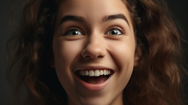 a women with elated face